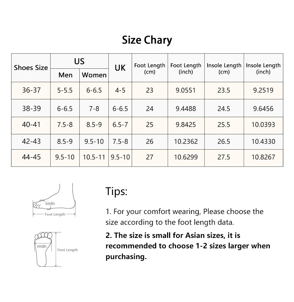 Camp shower slides size chart showing EU and US shoe size conversion