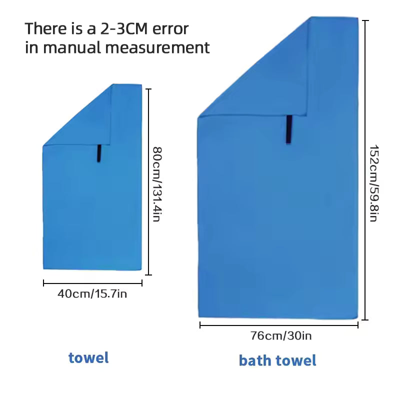 Microfiber travel towel size options small and large for gym travel and camping