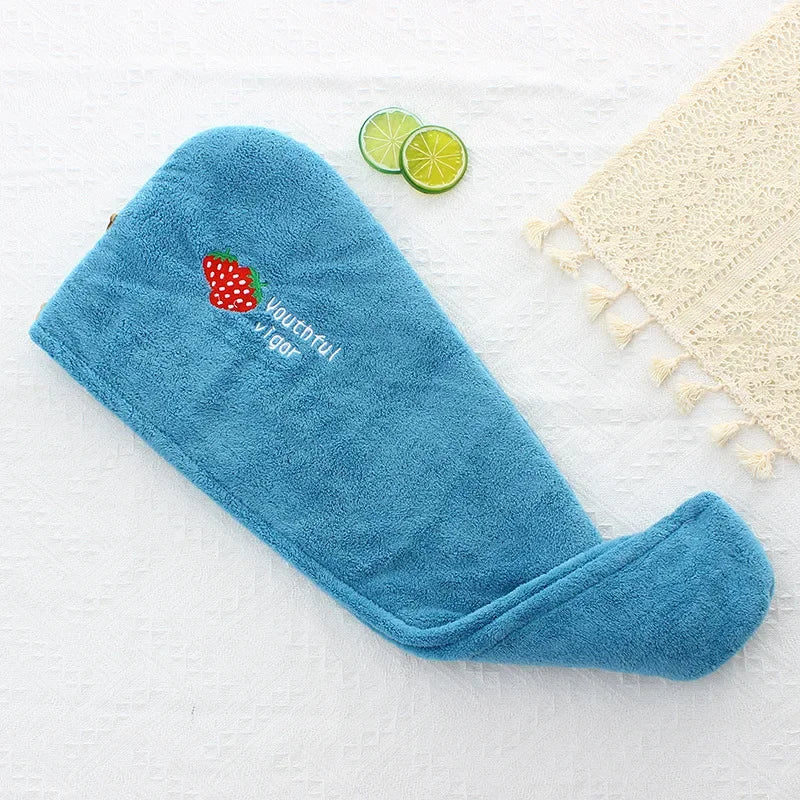 Quick dry microfiber hair towel wrap laid flat showing full length