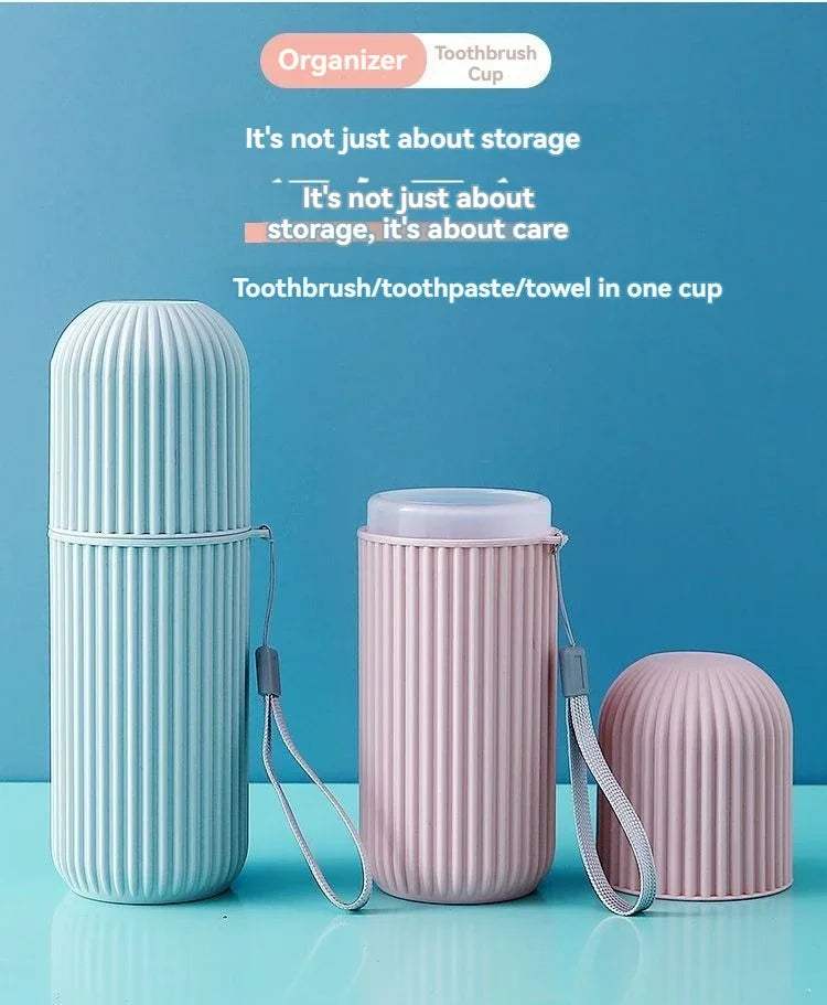 Toothbrush holder case set for travel hygiene, compact and easy to pack