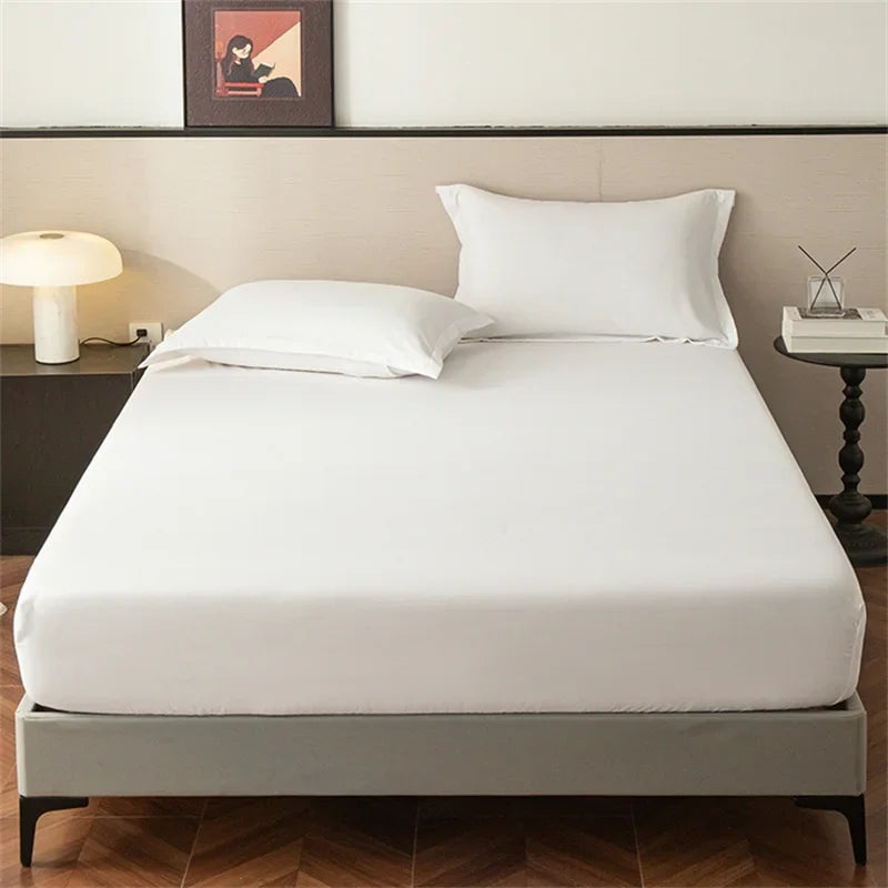 White twin fitted sheet installed on bunk bed mattress