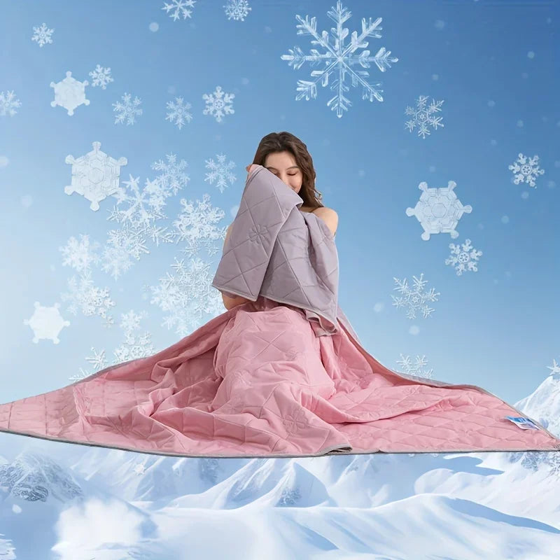 Breathable twin size cooling blanket in pink for summer comfort