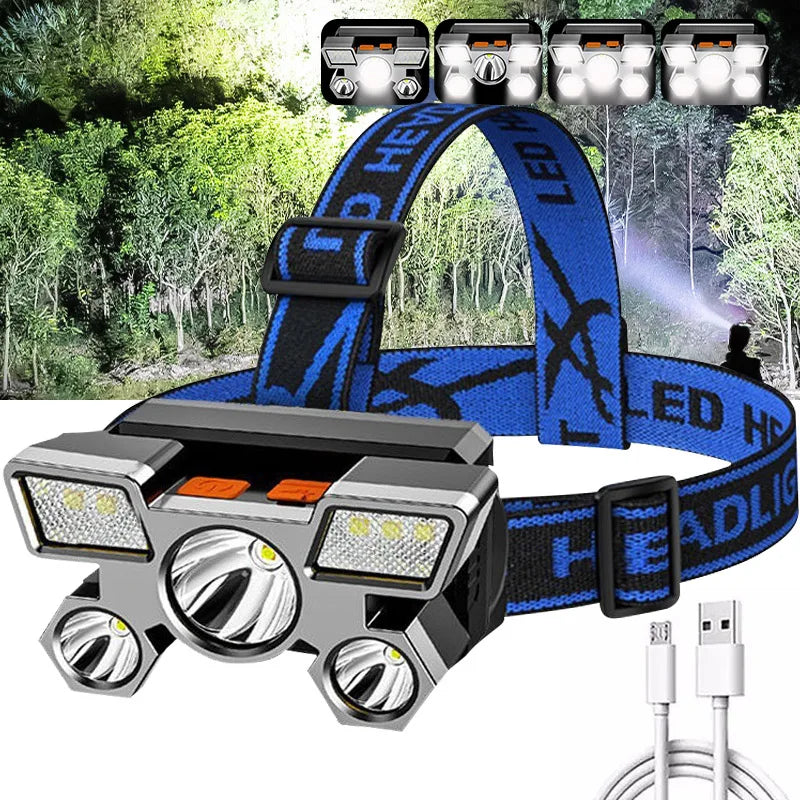 Lightweight LED headlamp worn for camping and night activities