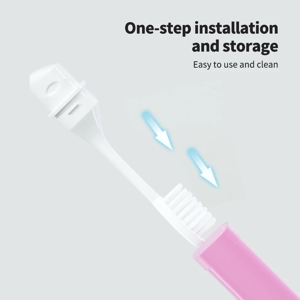 Mini travel toothbrush with protective cover for hygienic storage