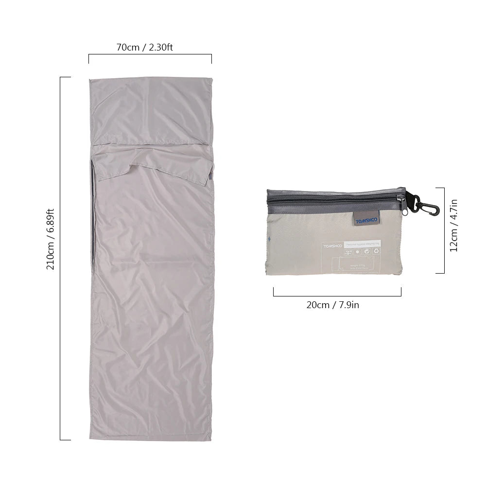 Lightweight sleeping bag liner for youth and travel with compact storage pouch