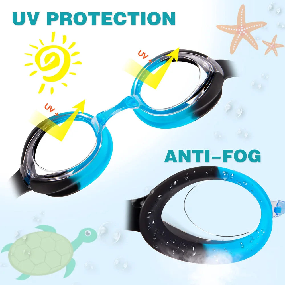 Anti-fog kids swim goggles with UV protection for clear underwater vision