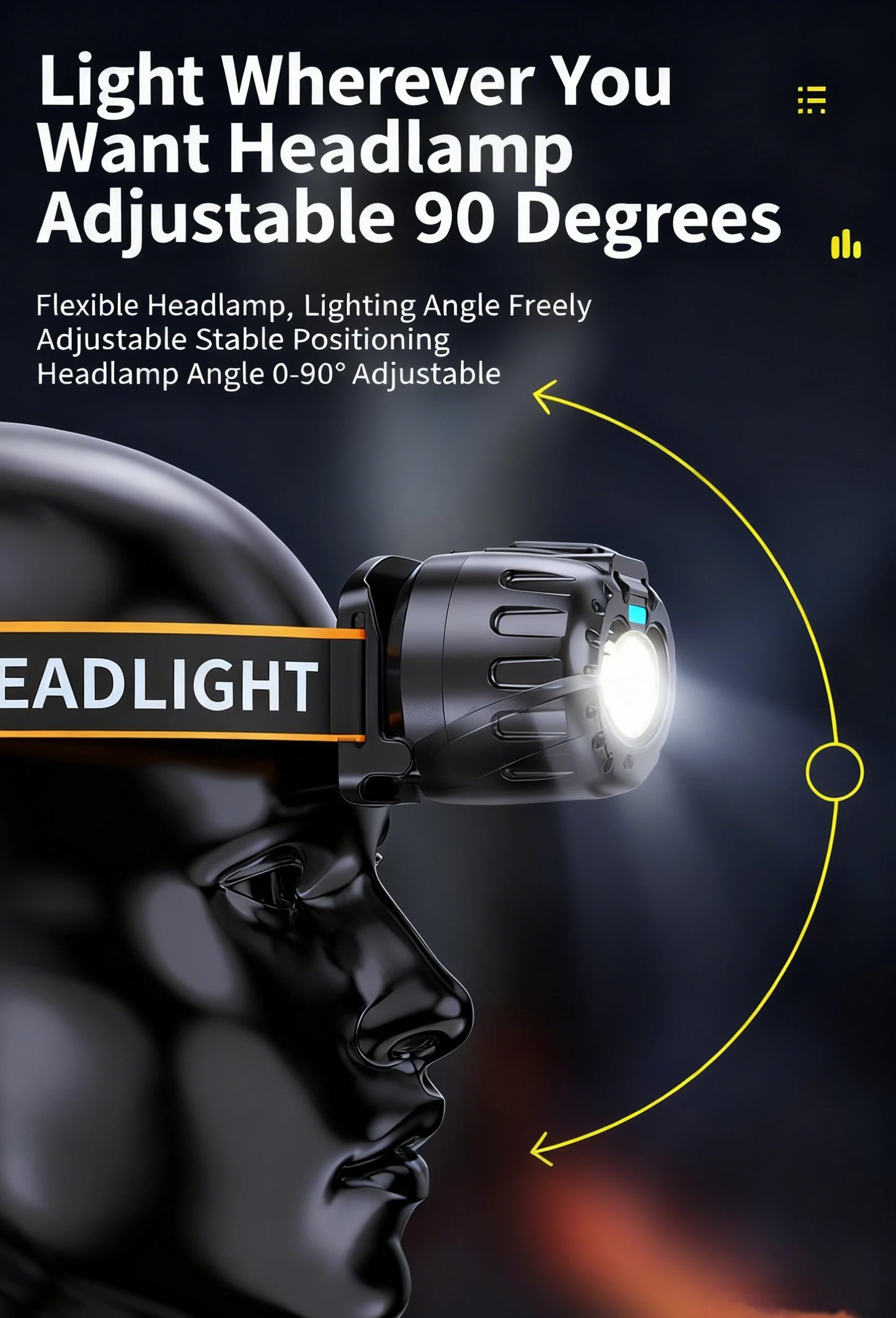 LED headlamp providing bright hands-free lighting for camping and night use