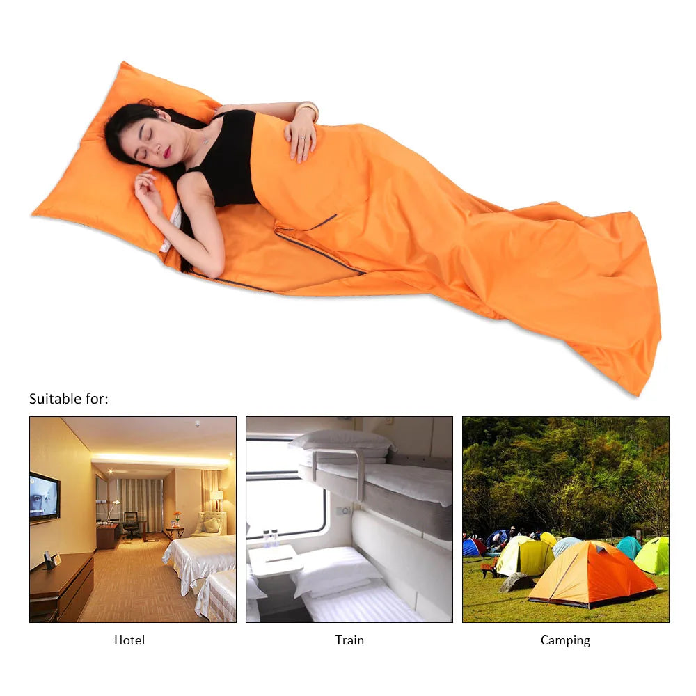 Washable lightweight sleeping bag liner for camp, travel, and indoor use