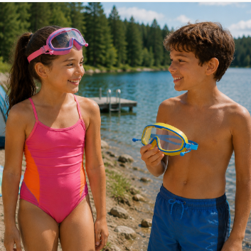 Kids Swim Goggles – Anti-Fog, UV Protection, Adjustable Strap (Ages 7–17)