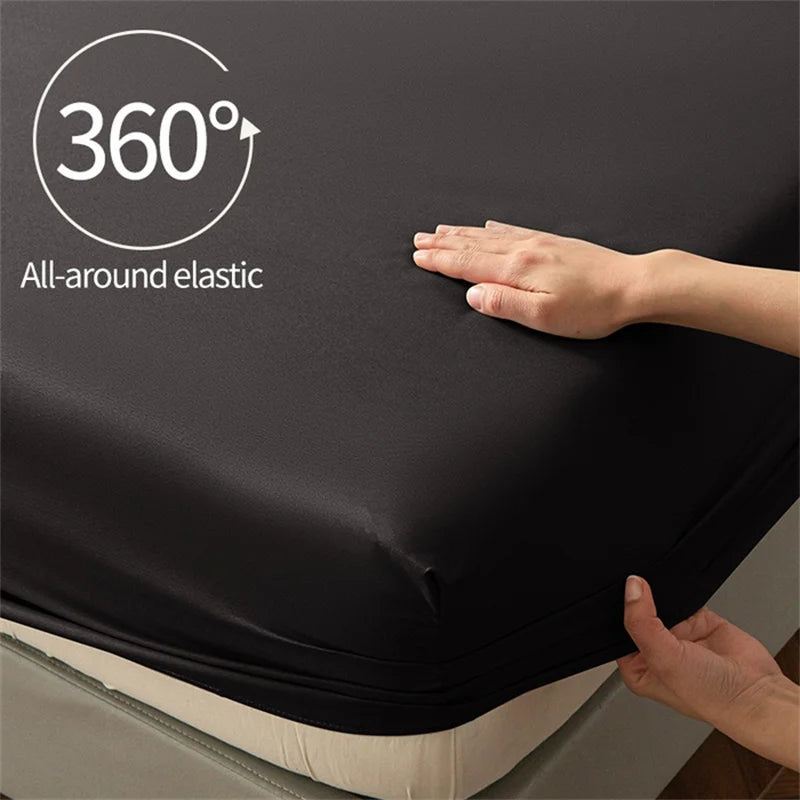 Twin fitted sheet with 360 degree elastic for secure fit on camp bunk beds